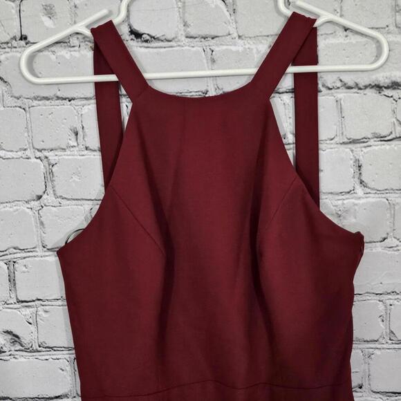 2/$50 Dessy Collection Burgundy Crepe Halter X-Back Dress 3039 Size 12 NWOT - Picture 4 of 9